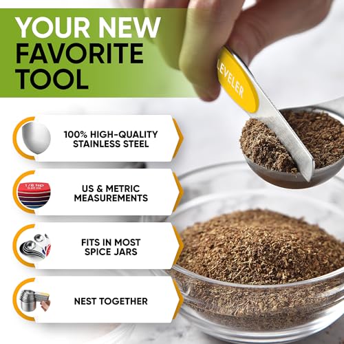Spring Chef 15 Magnetic Measuring Cups & Spoons Set w/Levelers, Multicolor - color: Multicolor
