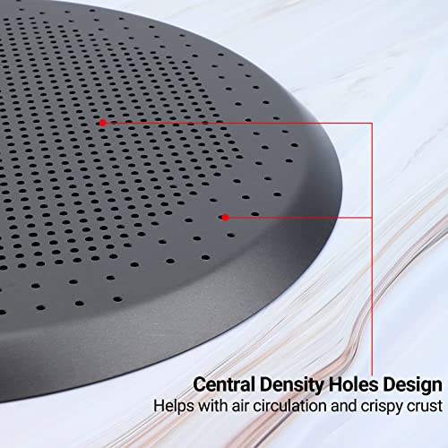Beasea Pizza Pan with Holes, 13 Inch Pizza Pan Aluminum Alloy Round Vented Pizza Pans Heavy Duty Pizza Crisper Pan Pizza Baking Tray Bakeware for Home Restaurant Kitchen - color: Black, size: 13 Inch