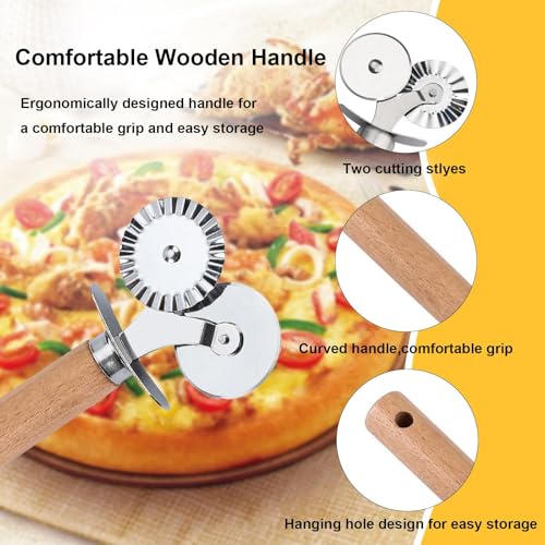 Pastry Double Cutter Wheel,Dual-Head Baking Tool for Home and Kitchen Use,Ravioli Cutter - size: 1 Pack