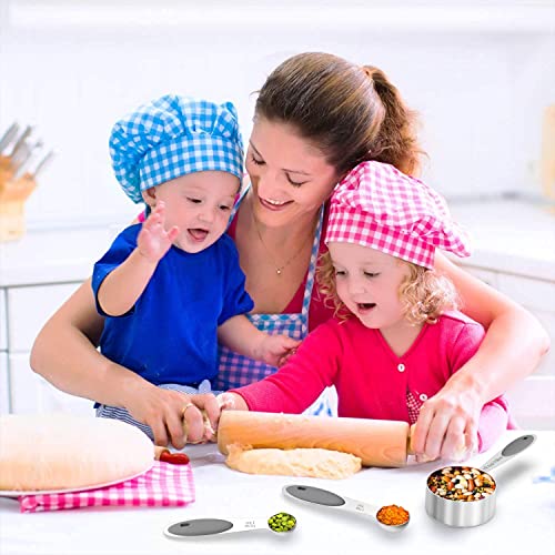 Wildone Stainless Measuring Cups and Spoons Set with Silicone Handle, 16pcs - color: Gray