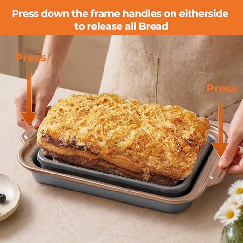 2-Pack Collapsible Silicone Bread Pans with Reinforced Rim & Oven Mitts - Space Saving Loaf Pans for Baking - Easy Release Nonstick Foldable Mold for Meatloaf, BPA Free