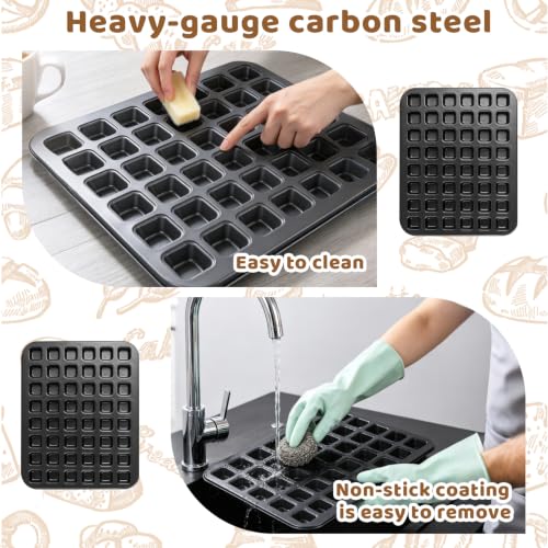 2 Pcs Mini Brownie Bites Pan with Dividers 48 Cavity