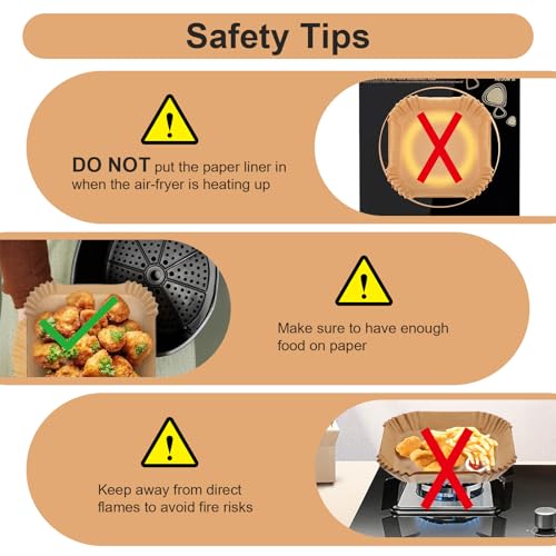 500 Pcs Air Fryer Paper Liners, 8” Square Disposable Parchment Paper Liner for 5-8 QT Air Fryer, Non-Stick, Oil Proof Unbleached Airfryer for Baking, Roasting Microwave
