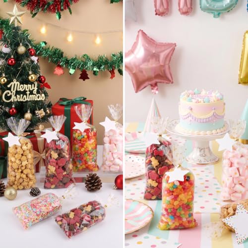 woric 100 Set Cellophane Treat Bags Golden Star Printed - color: Gold Star