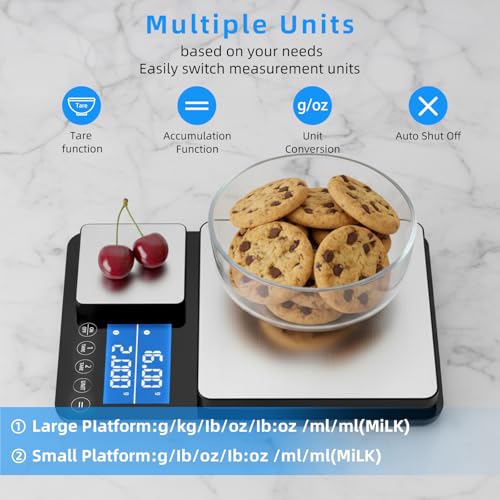 0.001oz/33lb Dual Platform Kitchen Scale, Diyife 9.4in Digital Food Scale