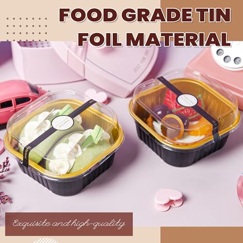 Mini Halloween Baking Pans with Lids, 50 Pack for Holiday Treats - color: Black Glod, size: 10 oz