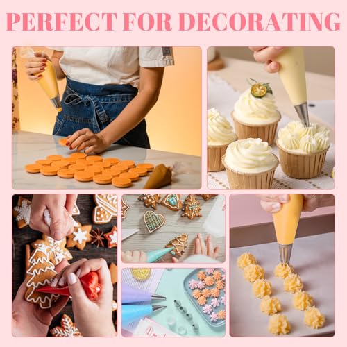 200 Pcs Disposable Cream Pastry Bag Cake Icing Piping Decorating Tool Cupcake Decorating Piping Icing Bag (Red) - size: 10"