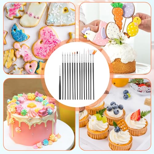 JJUNW 15 PCS Cake Decorating Brushes, Sugar Cookie Decorating Brushes Kit