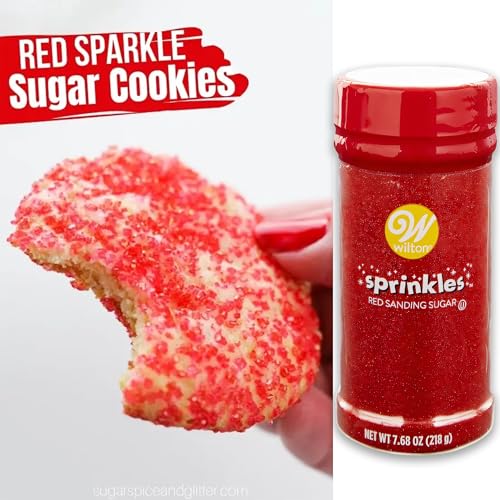 Wilton Sprinkles Sanding Sugar, Pack of 2, Red and Green Sanding Sugar, 7.68 oz Each, Sparkling Sprinkles Sugar Crystals for baking and Christmas Holiday Cookie Decorating, Cupcakes, Icing, Kosher-Certified