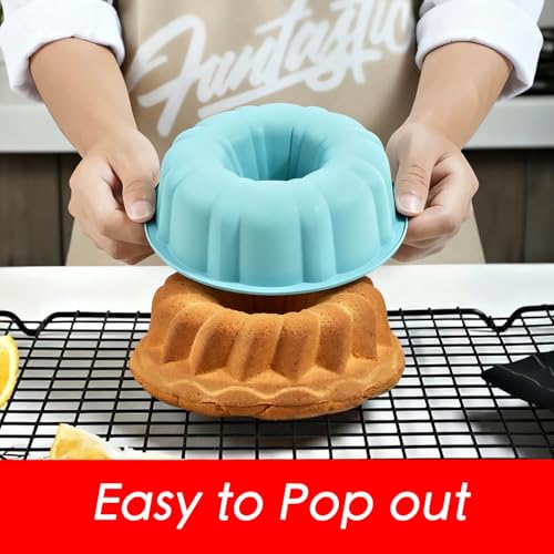 SOV silicone cake pan, silicone Cake Molds, Bakeware Non Stick 10 inch Pan for Jello,Gelatin,cake, Silicone Baking Molds for Cakes, Round Baking Pan (blue+1 pack) - size: Blue, 1 pack
