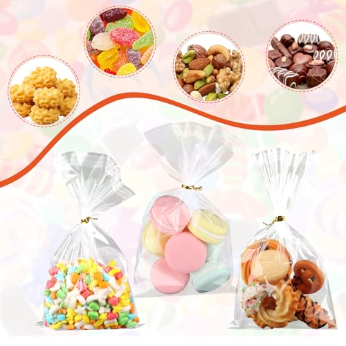 200Pcs Cookie Bags 5x8 Inches Self Sealing Cellophane Bags Plastic Resealable Clear Cookie Bags with Twist Ties for Cookies Packaging Candy Treat Party Favors Bag - size: 5x8 Inches