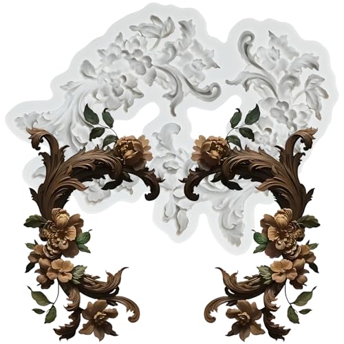 Lingzhi Baroque Fondant Mold Curlicues Relief Scroll Lace Silicone Molds - color: Style J