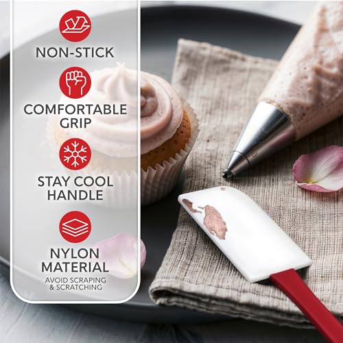 Silicone Spatula Set, 17 Piece Baking Utensils, Nylon and Stainless Steel, Non Stick and Heat Resistant Bakeware set New Baker's Gadget Tools Collection - color: Red