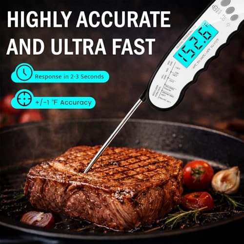 COOLMI Digital Meat Thermometer for Cooking, 2-4 Sec, Waterproof - color: Classic Model-Black
