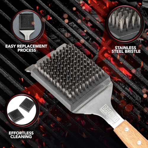 BBQ-AID Wire Grill Brush Replacement Heads, 2-Pack Cleaning Bristles - color: Grill Brush Replacement Head