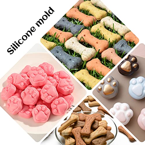 2 PCS Mini Silicone Molds, 106 Cavity Dog Bone + 69 Cavity Paw Mold for Baking Biscuits, Cookies, Candy, Chocolate, Jelly Pet Dog Treats - style: Mini Dog Bone+Dog Paw