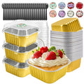Mini Cake Pans with Lids, Square, 30 Pack, 5 oz, Gold - color: Gold, size: 5oz-30pcs