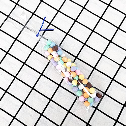 100 Clear Treat Bags - 2x10 inches, with 4'' Twist Ties - 1.4 mils Thick OPP, Perfect for Parties & Gifts
