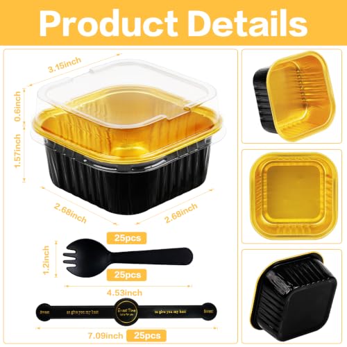 Square Mini Cake Pans with Lids, Aluminum Foil, Black Gold, ZOXILEN - color: Black/Gold