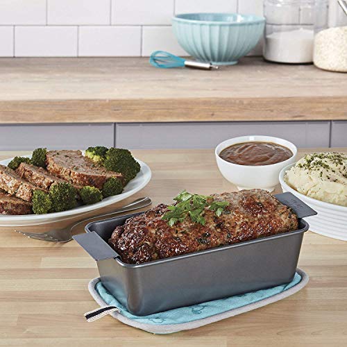 double-piece healthy meat pie baking pan, with drip tray, grey 12.2-inch non-stick cooking pan, rectangular meat pie tray, non-stick carbon steel baking pan, with pull-out serving function