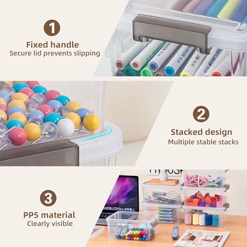 8Packs 3.2Qt Small Clear Storage Bins with Lids, Plastic (Pack of 2) - size: 3.2 QT (Pack of 2), style: (8 Pack)