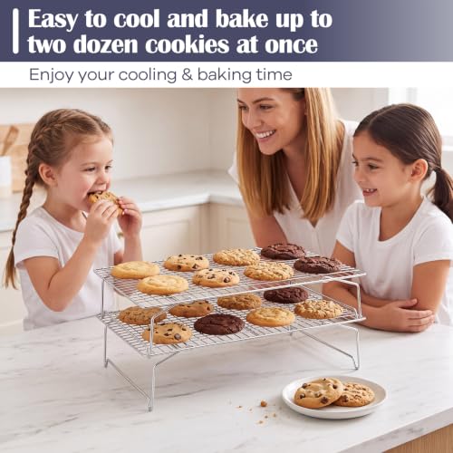 P&P CHEF 2 Tier Stackable Cooling Racks for Cooking and Baking, 15" x 10"