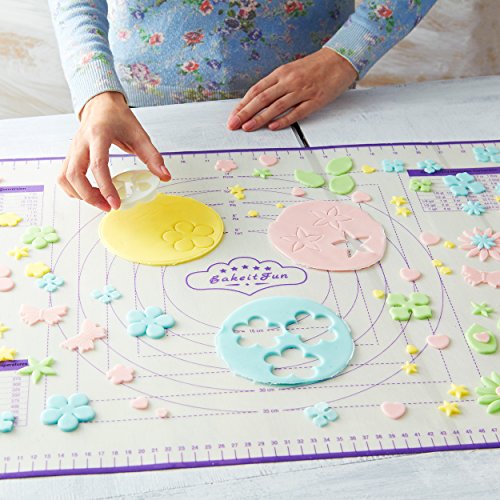 Silicone Pastry Mat Large, 26 x 18 inches. Nonstick Rolling Mat with Measurement Markings in Inches and Centimeters, Conversion Charts, BPA Free, Dishwasher Safe, Heat Resistant to 450°F - size: Large