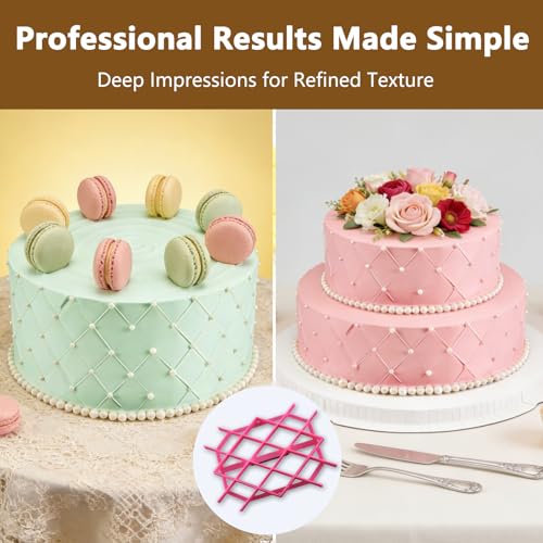 NIIIYTYB Fondant Tools Diamond Shape Molds for Cake Decorating Cookie Cutter Embosser Stamp Set Buttercream Paste Stencils and Cutters Mold for Baking Fondant Shape Decorating Supplies