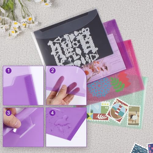 UNIMEIX 40 Pcs Magnetic Sheets for Die Storage Stamp and Die Storage Pockets Die Cut Storage for Card Making (20 Pcs Sheets+ 20 Pcs Bags,0.8 mm Thickness (TransparentPurpleGreenRed) - color: TransparentPurpleGreenRed