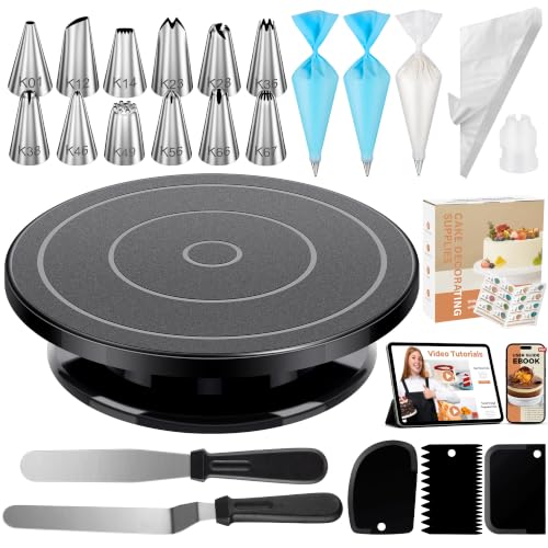 Kootek 71 Cake Decorating Kit Baking Supplies Tools for Beginners & Pros - color: Black