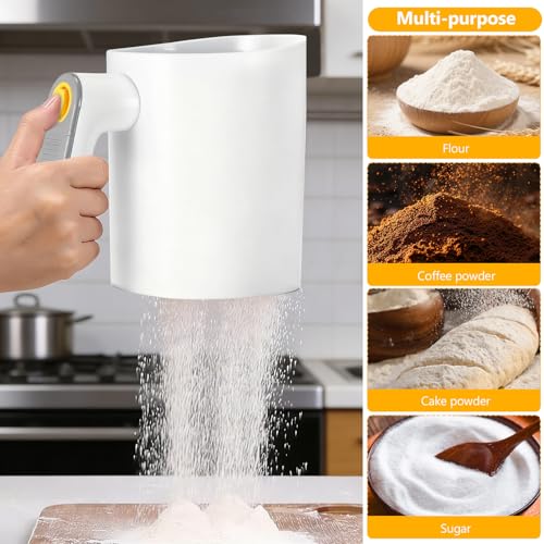 Flour Sifter for Baking, Battery Operated Capacity Powdered Sugar Sifter 1L