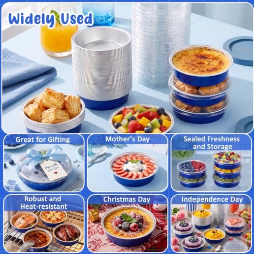 Yinder 120 Pcs Mini Cake Pans with Lids, Mini Pie Tins (Sapphire Blue) - color: Sapphire Blue
