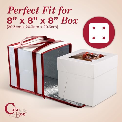 Cakebon 8" Insulated Cake Bag with Ice Pack Cooler Carrier 1Pack - size: 8 inch, style: White - 1 Pack