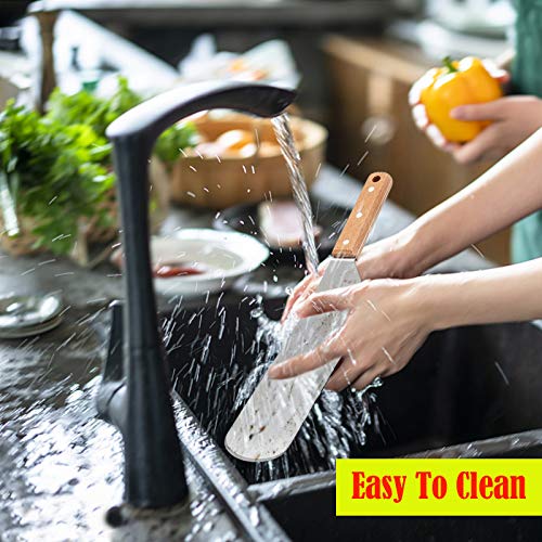 Metal Spatula Set, HaSteeL Stainless Steel Griddle Spatula Tools Kit with Wooden Handle, Heavy Duty Long Pancake Flipper Burger Turner for BBQ Teppanyaki Flat Top Grilling Cooking Outdoor & Indoor - color: Wooden Handle