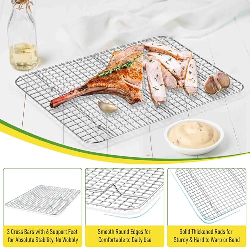 Homikit Stainless Steel Large Cooling Racks Set, 15.3x11.3 Inch, Rust Free - size: 15.3" x 11.3"