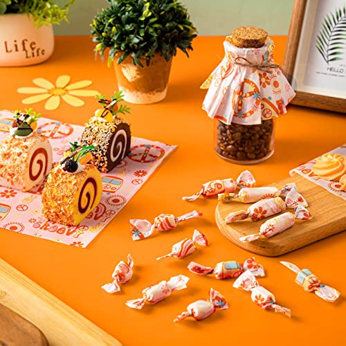 100 Pcs Hippie Wax Paper Sheets for Food with Flower Pattern - color: Hippie