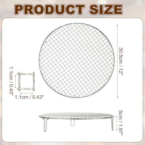 uxcell 12 Inch Round Cooking Rack, Stainless Steel Canning Racks with Legs, Barbecue Mesh Grill for Baking Cooling Steaming Cookware - size: 12 Inch