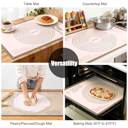 Silicone Pastry Mat Large Baking Mat 36X24 inch Dough Mat with Measurements - color: Gray, size: 36"L x 24"W