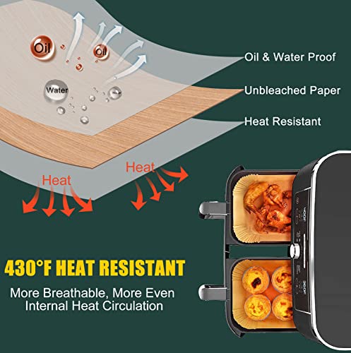 Air Fryer Disposable Paper Liners for Ninja Dual Airfryer Accessories, Non-Stick Parchment Rectangular for Baking, Oil Proof, Water Proof, for Microwave Oven (100PCS, 8.6in x 5.5in) (Pack of 2) - size: Rectangle-8.6 x 5.5''-100PCS (Pack of 2)