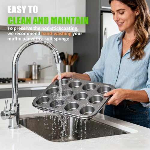 Muffin Pan for Baking, Nonstick Cupcake Tin 12 Cup, 2 Pack Cup Cake Tray, Premium Cheesecake Pans, Dishwasher Safe- Carbon Steel - color: 2pc- Carbon Steel