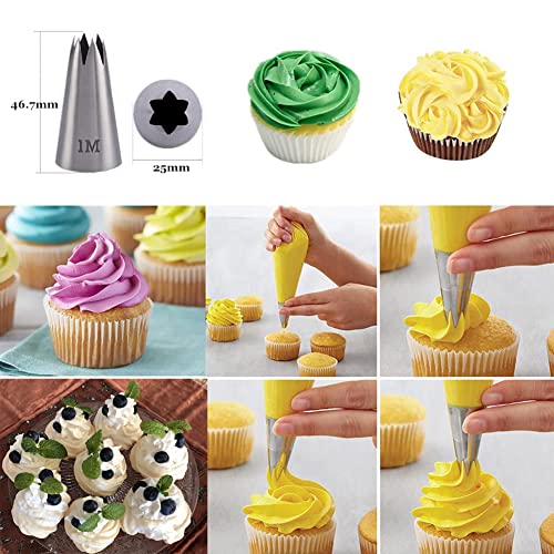 Large Piping Tips Set 1M 2D 2A 2F 6B 234 for Frosting, 6 Pcs - color: C