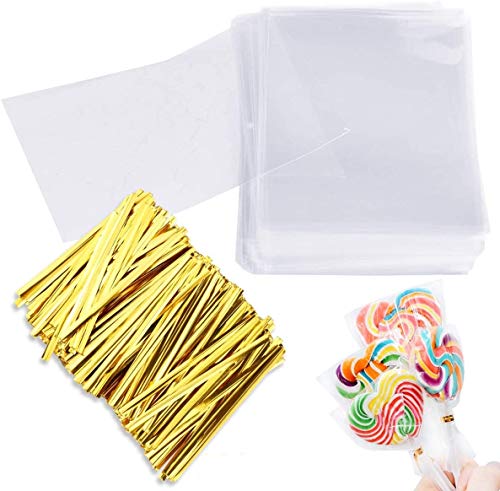 Augshy Cake Pop Bags,300Pcs Cellophane Treat Bag 3x5 Inches with Twist Ties - size: 3x5 Inches