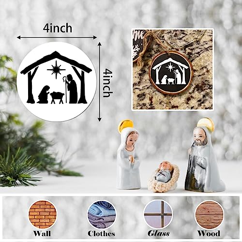 16pcs Nativity Stencil 4 Inch Small Christmas Stencils for Crafts Reusable - style: 16Christmas 4inround
