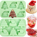2Pcs Christmas Tree Santa Hat Silicone Molds for Baking - color: 2Pcs Mint green