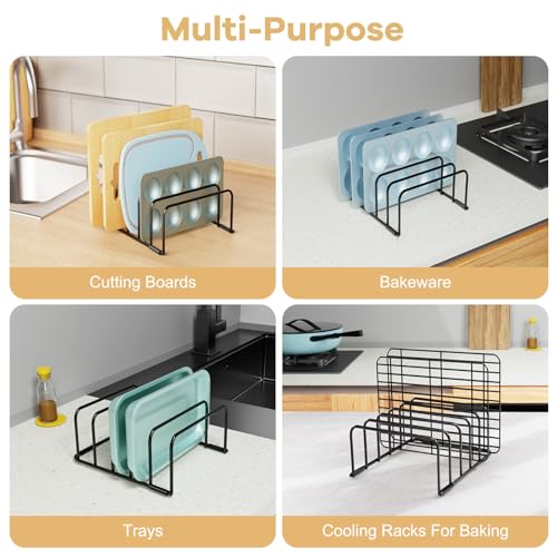 Cutting Board Organizer Storage, Baking Sheet Rack under Cabinet - color: 1pc, Black