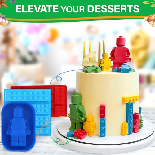 6 Pcs Robot and Bricks Silicone Molds for Chocolate and Candy