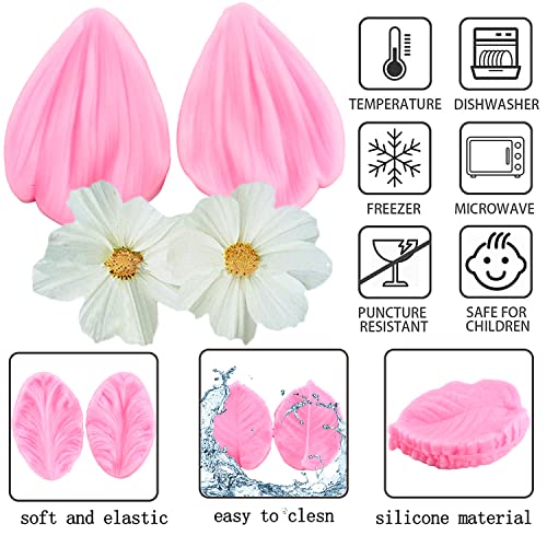 ZiXiang Flower Silicone Veining Mold Rose Veined Fondant Molds Set Of 6 - color: Style A
