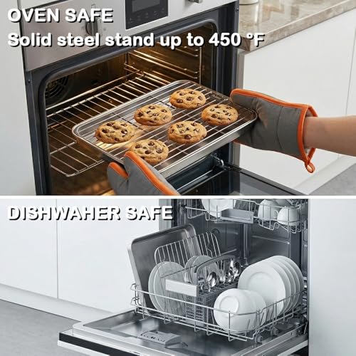 Baking Sheet with Wire Rack Set 304 Stainless Steel 10.4 x 8 Inch - size: 10.43 x 8 Inch