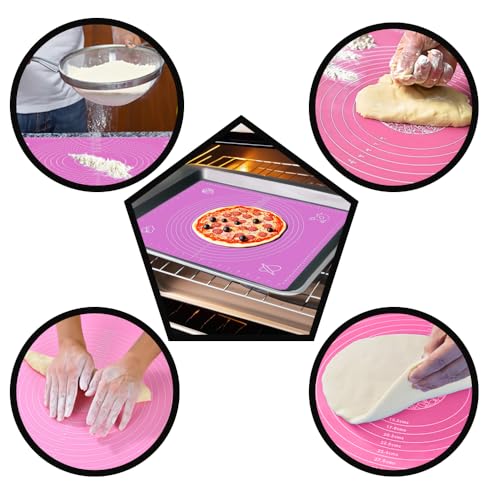Silicone Baking Mat for Rolling Out Pastry Dough, 20 x 16 Inches, Pink
