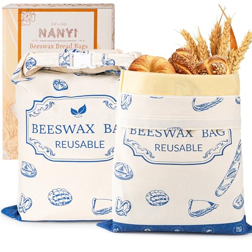 2-Pack Reusable Beeswax Bread Bags - color: Navy Loaf